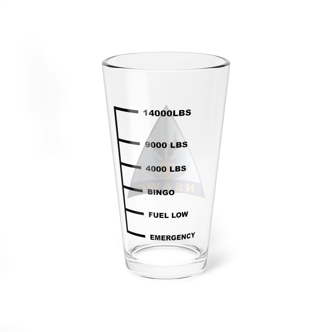 Naval Strike Air Warfare Center Fuel Low Pint Glass, Navy NSAWC Installation