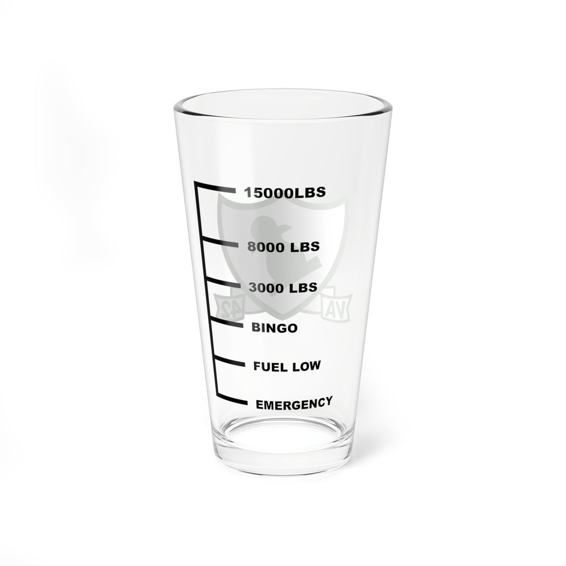 VA-42 "Green Pawns" Fuel Low Pint Glass, Navy Attack Squadron flying the A-6 Intruder