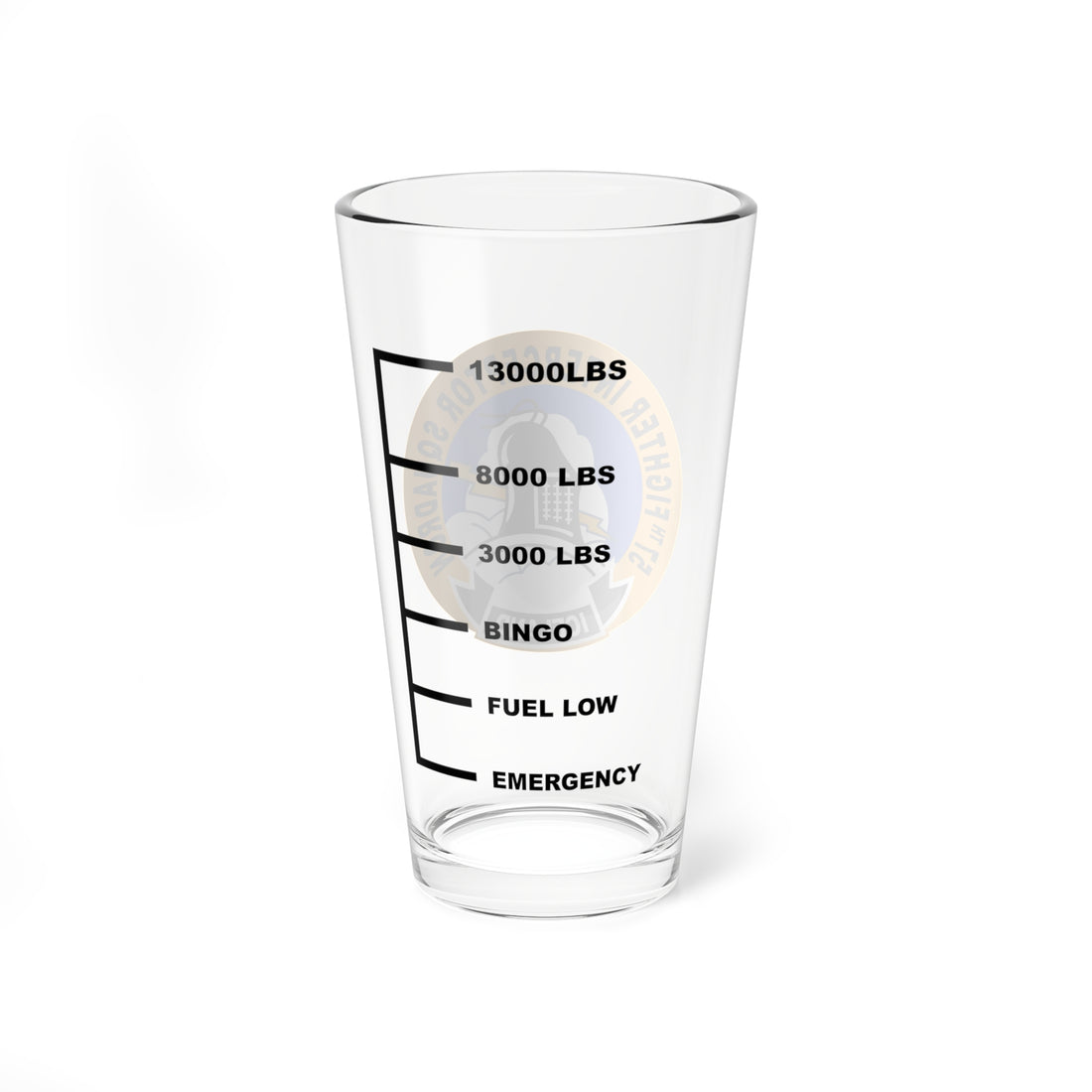 57th FIS "Black Knights" Fuel Low Pint Glass, USAF Fighter-Interceptor Squadron flying the F-15 Eagle - Shop at Hippy's Goodness