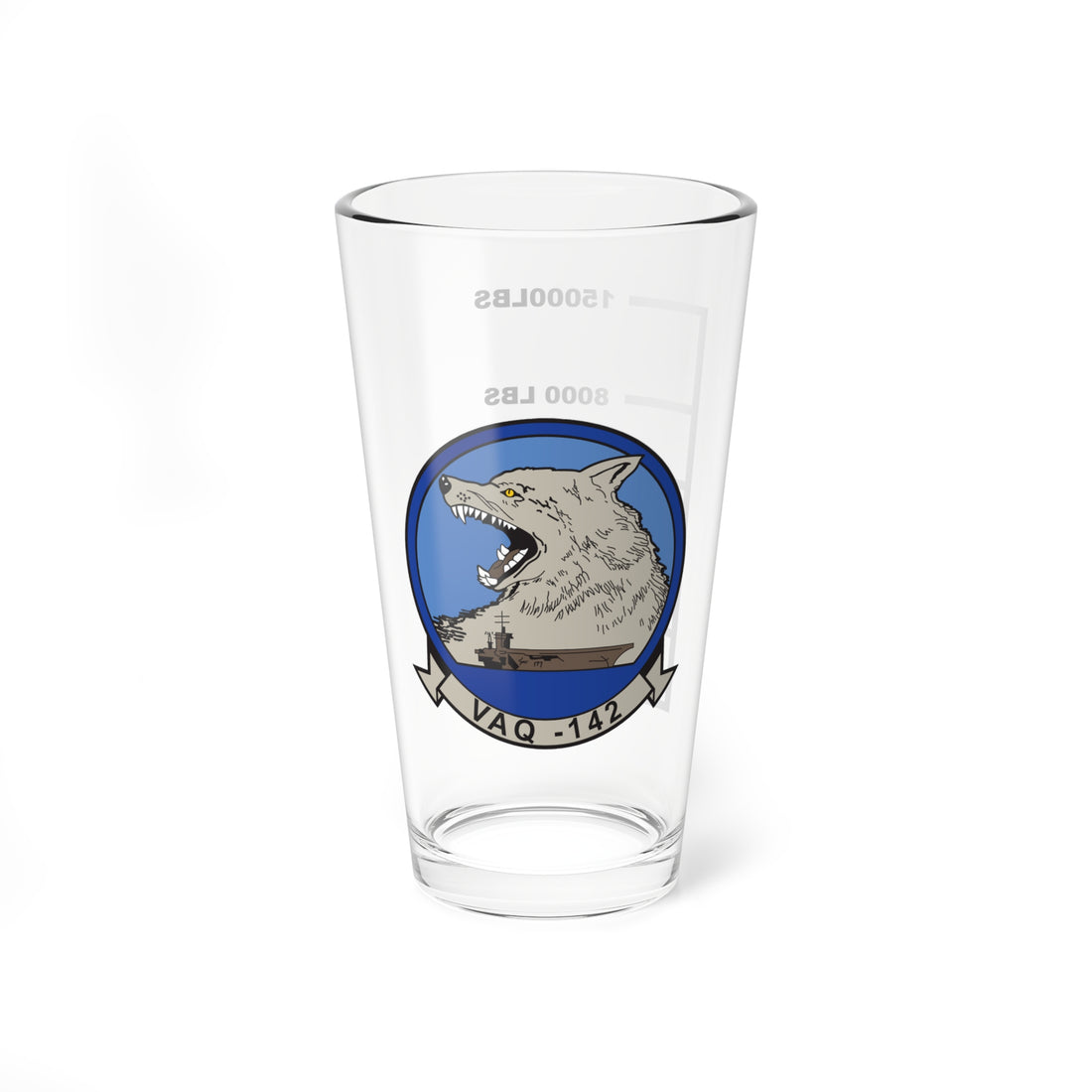 VAQ-142 "Grim Watchdogs" Grey Wolves Fuel Low Pint Glass