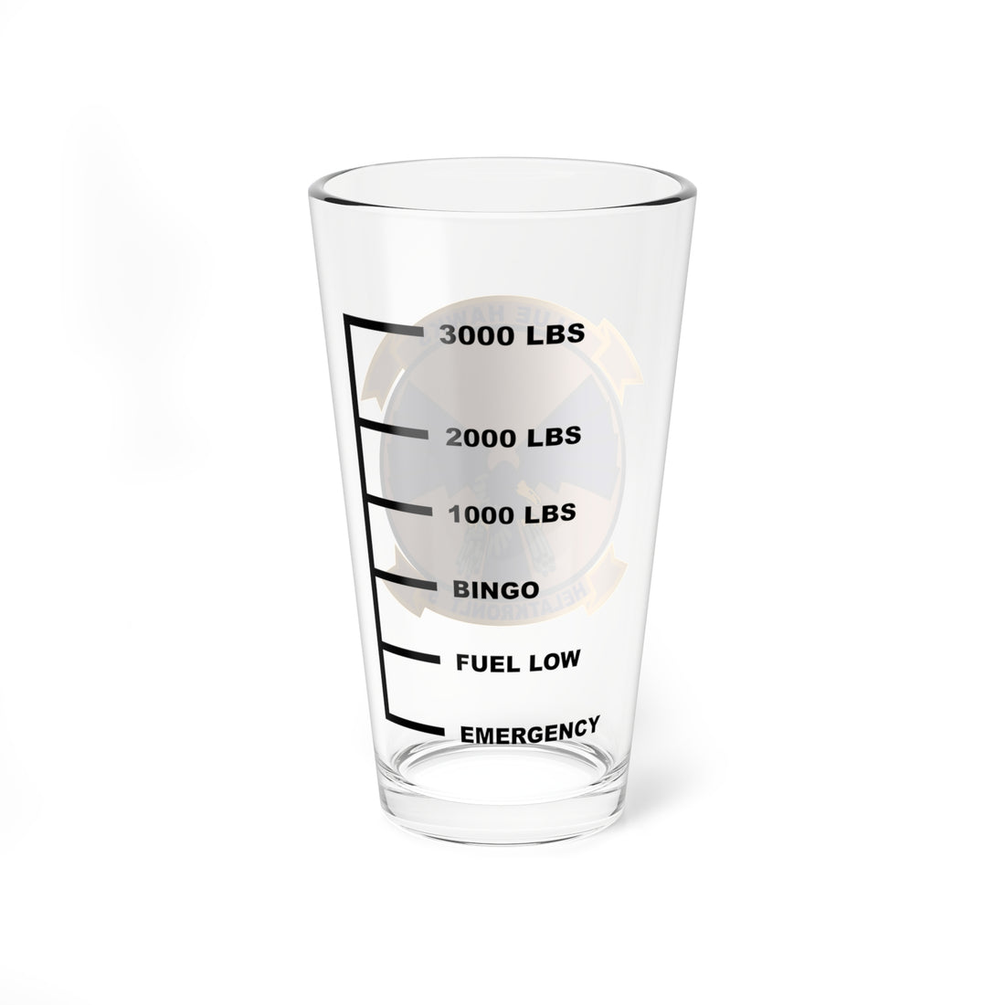 HA(L)-5 "BLue Hawks" Fuel Low Pint Glass, Helicopter Attack Light Naval Aviation, Wings, Veteran, H-1