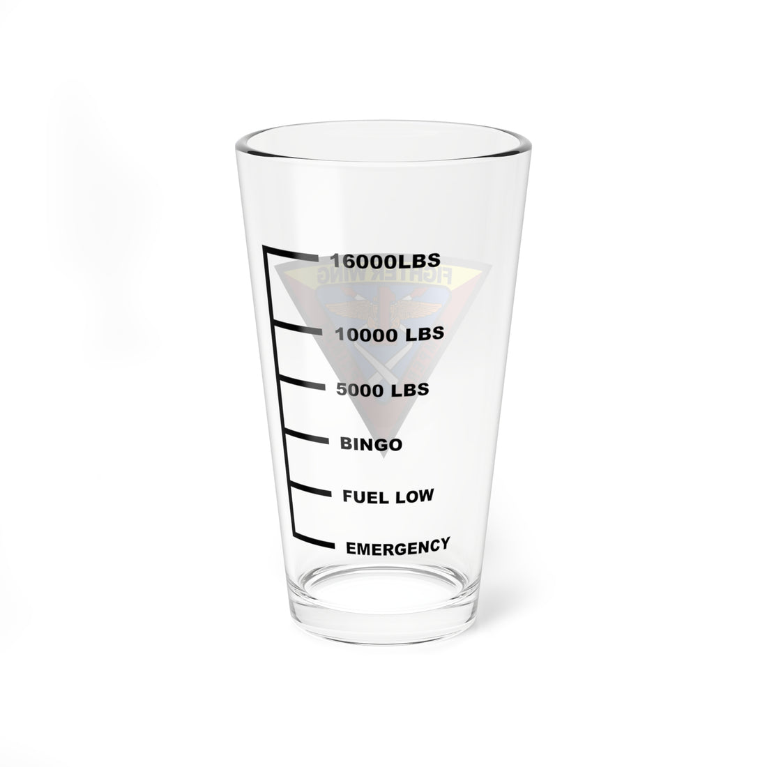 Fighter Wing 1 Fuel Low Pint Glass, Navy Fighter Wing 1 flying the F-14 Tomcat