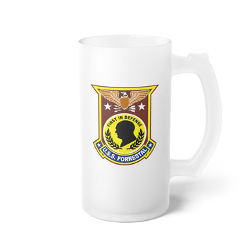 USS Forrestal ESWS Pin Frosted Glass Beer Mug