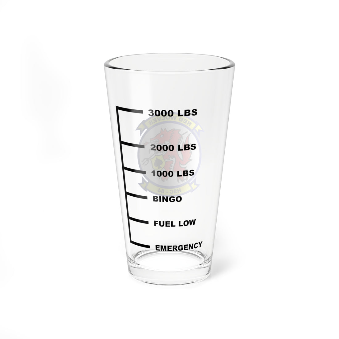 HSC-84 Red Wolves Fuel Low Pint Glass 