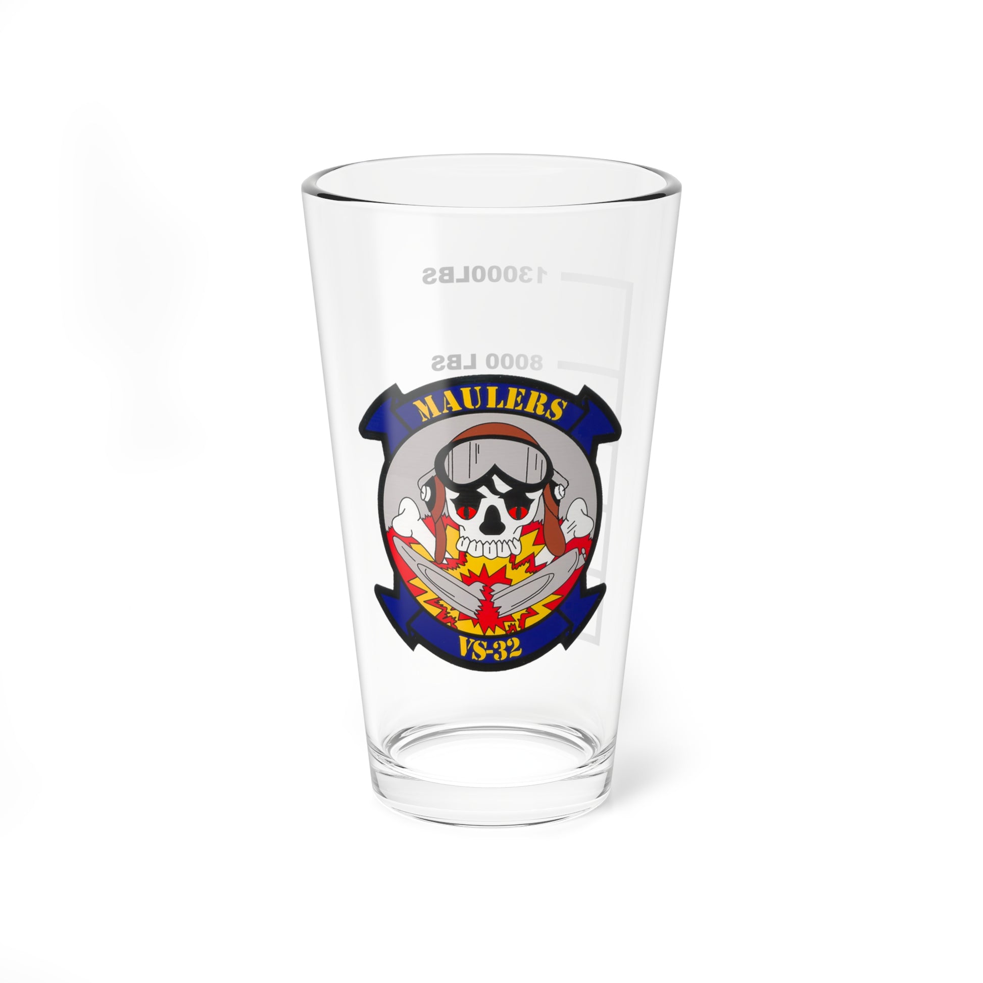 VS-32 Maulers Skull Patch Pint Glass