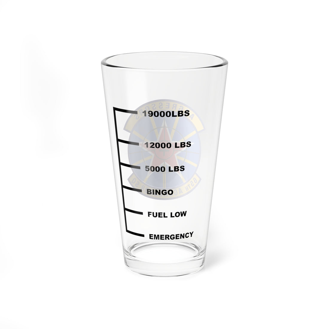 Hippy's Goodness 65th Aggressor Squadron Fuel Low Pint Glass