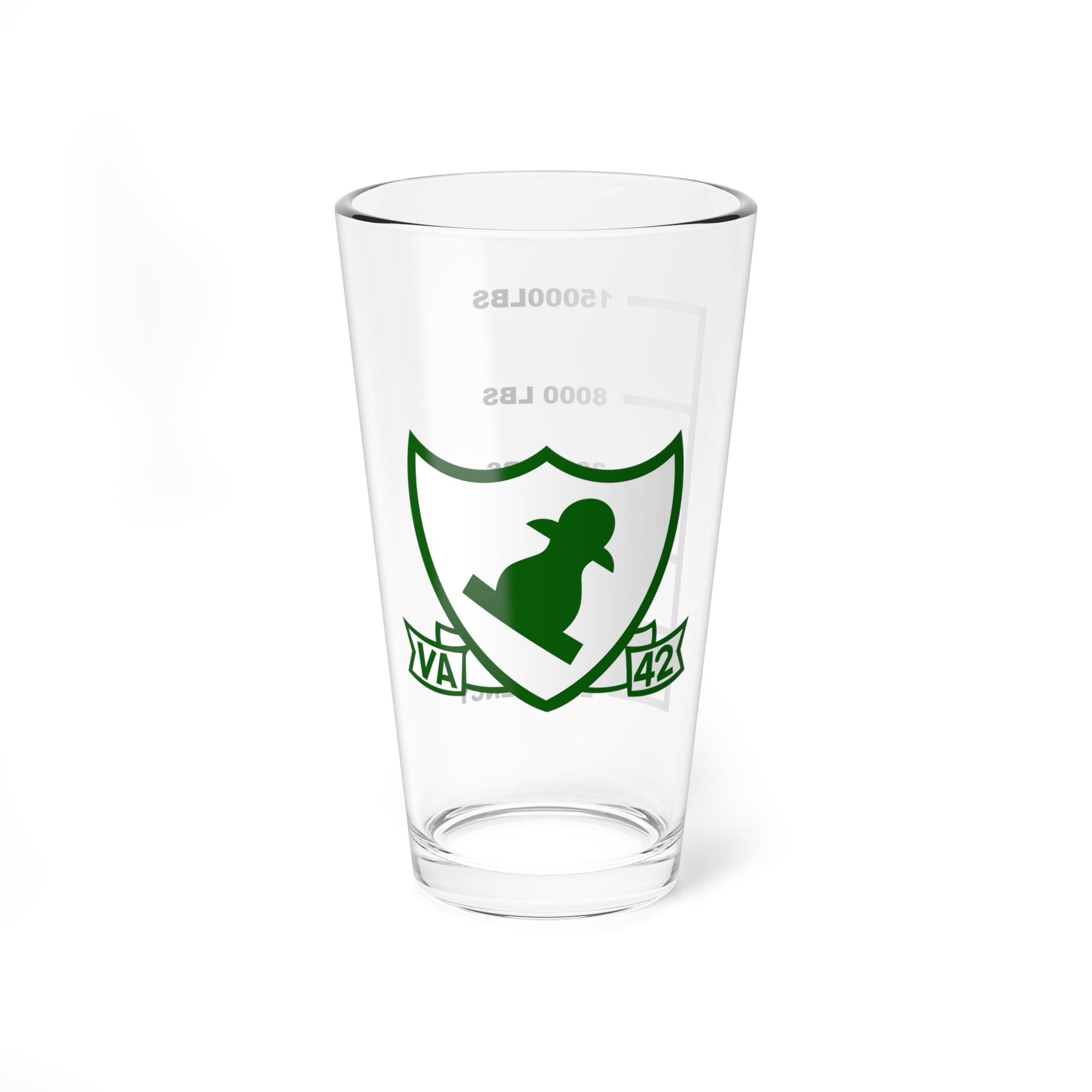 VA-42 "Green Pawns" Fuel Low Pint Glass, Navy Attack Squadron flying the A-6 Intruder