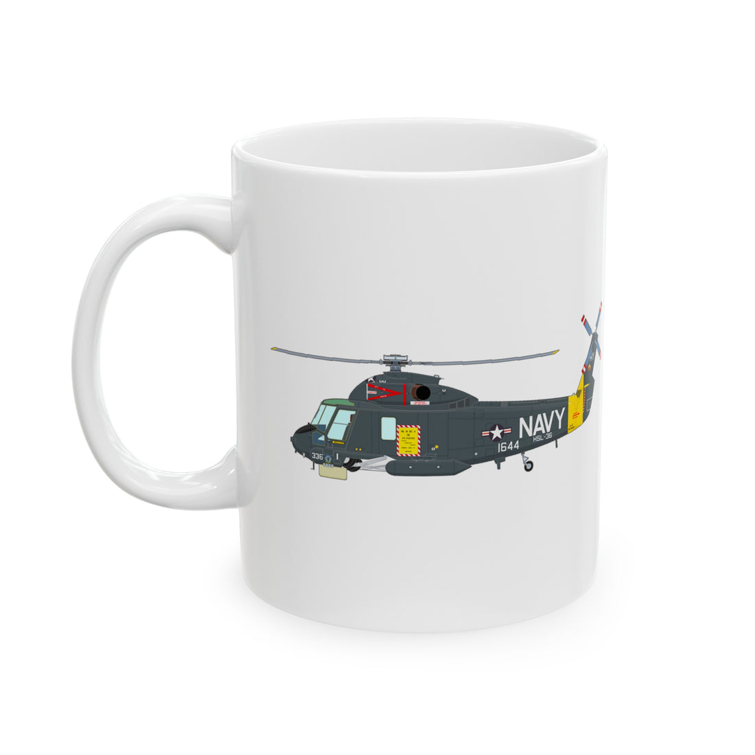 HSL-36 Det 6 336 "Lamplighters" Squadron Logo and SH-2 Profile Ceramic Mug, Navy Helicopter ASW Squadron Light Flying the Sh-2 Seasprite - Shop at Hippy's Goodness