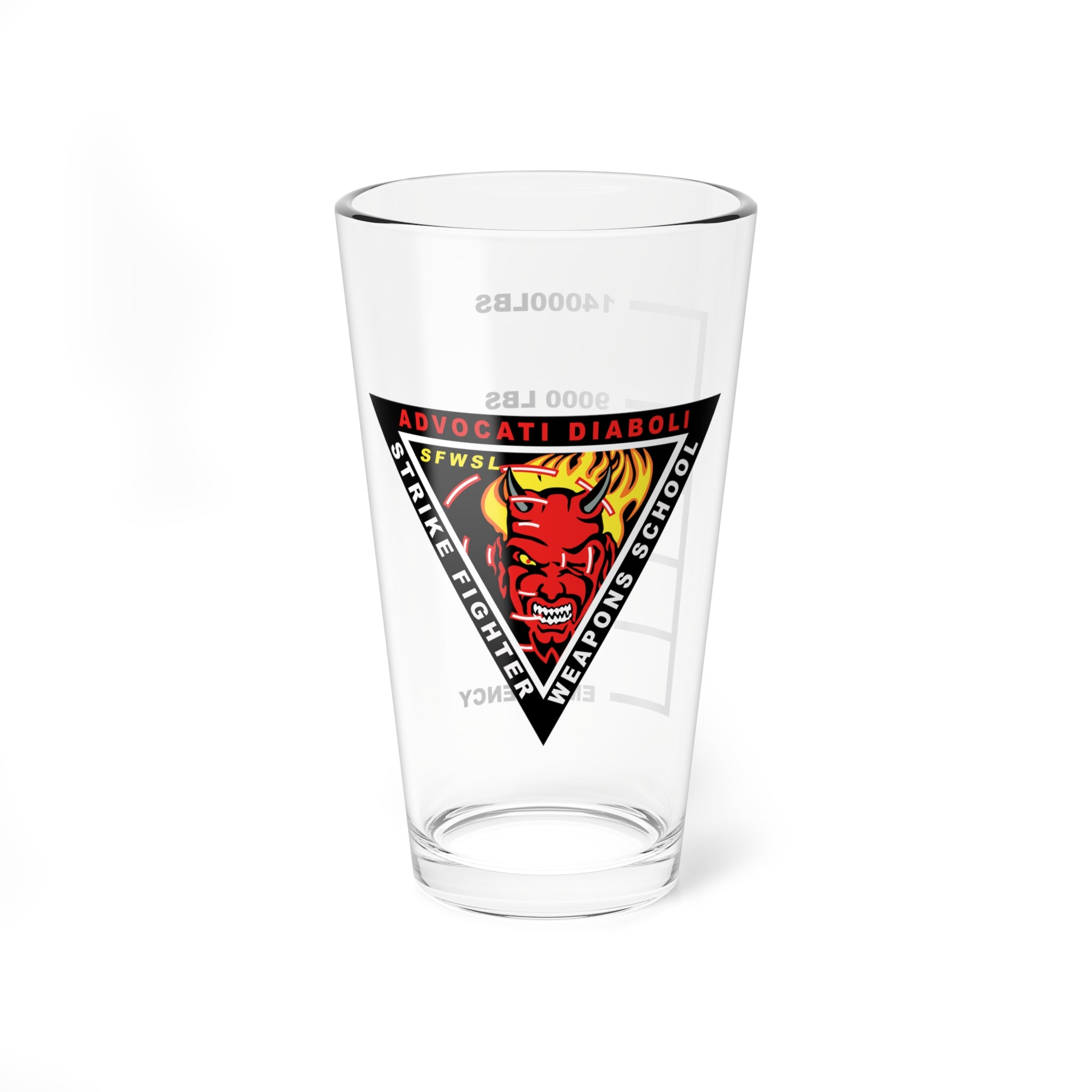 Strike Fighter Weapon School Atlantic Fuel Low Pint Glass, Navy SFWSL flying the F-18 Hornet