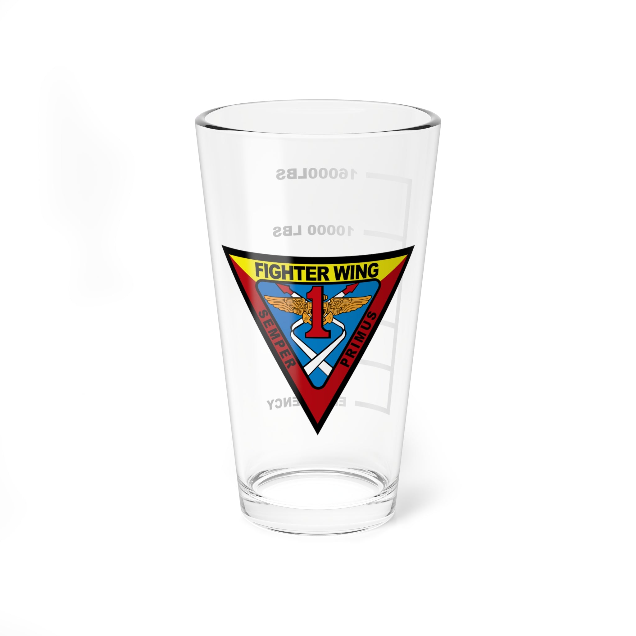 Fighter Wing 1 Fuel Low Pint Glass, Navy Fighter Wing 1 flying the F-14 Tomcat