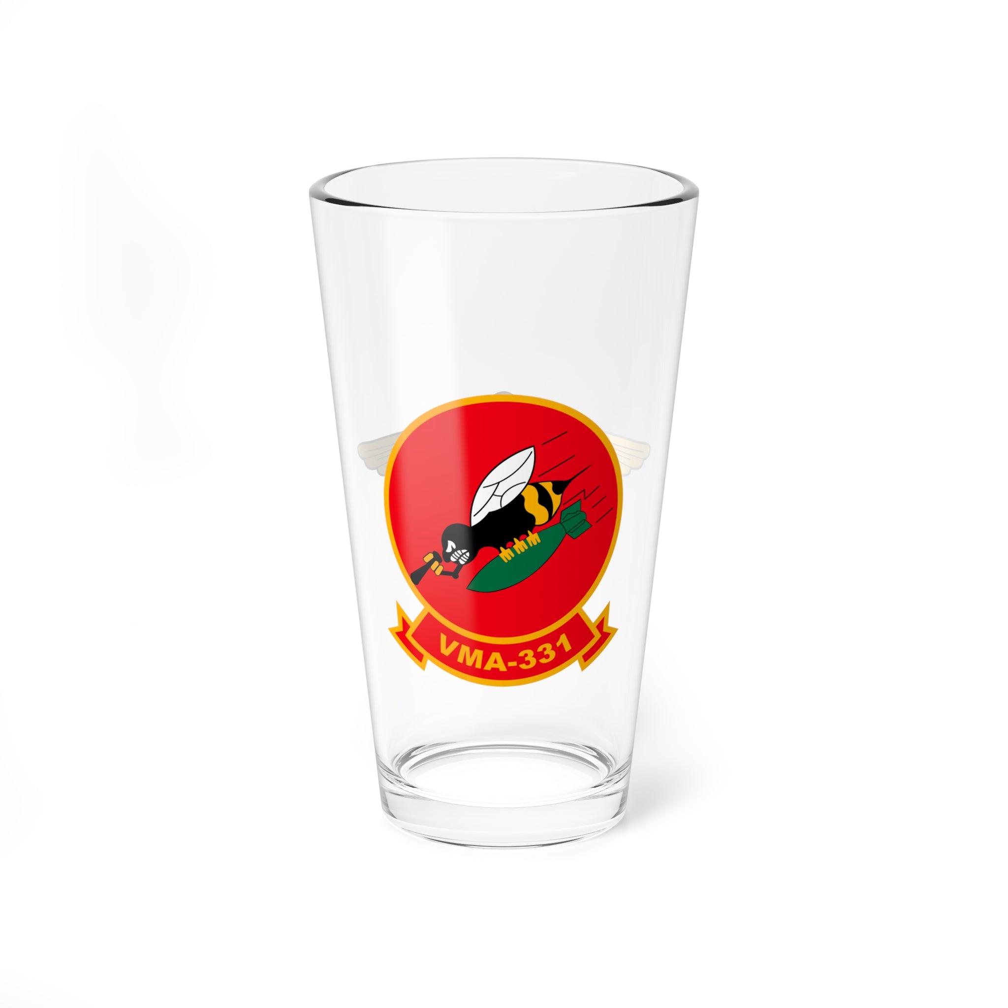 VMA-331 "Bumblebees" Aviator Pint Glass, Marine Attack Squadron flying the AD-6 Skyraider, A-4 Skyhawk, AV-8B Harrier - Shop at Hippy's Goodness