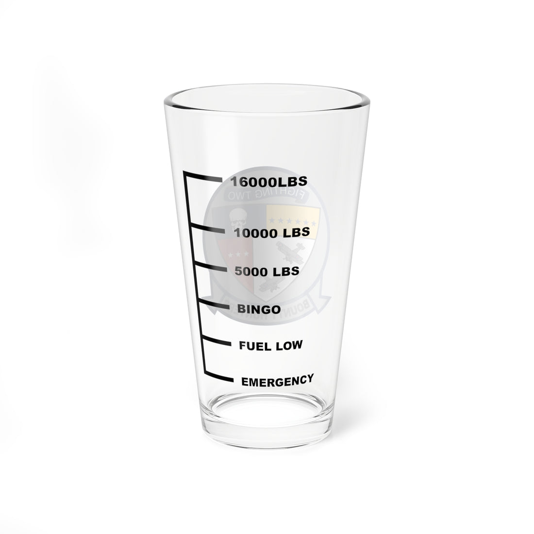 VF-2 "Bounty Hunters" Fuel Low Pint Glass, Navy Fighter Squadron flying the F-14 Tomcat - Shop at Hippy's Goodness