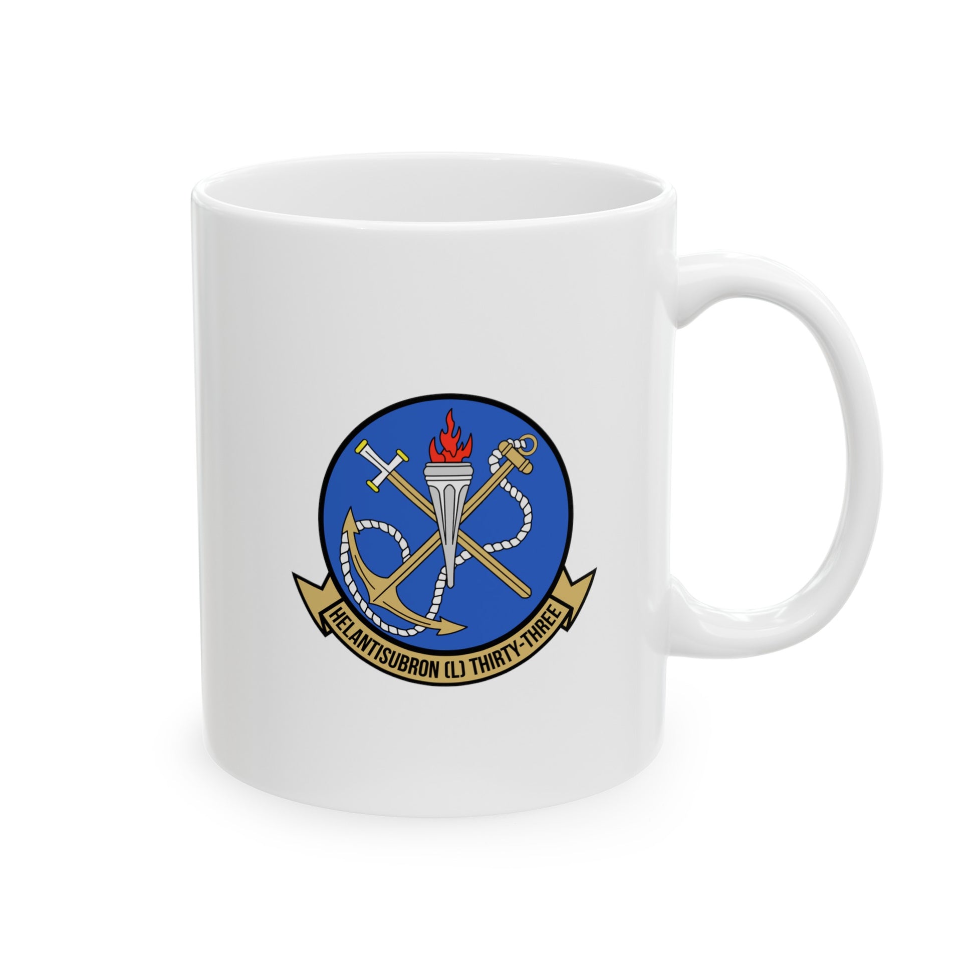 HSL-33 Seasnakes Squadron Logo and SH-2 Profile Ceramic Mug