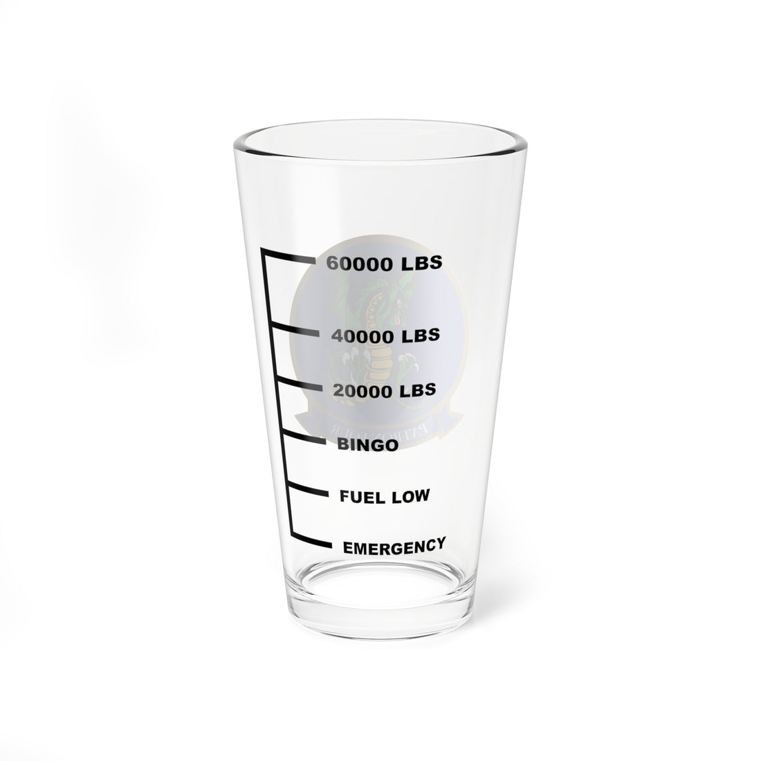 VP-4 "Skinny Dragons"  Fuel Low Pint Glass, Navy Maritime Patrol Squadron flying the P-3 Orion - Shop Hippy's Goodness