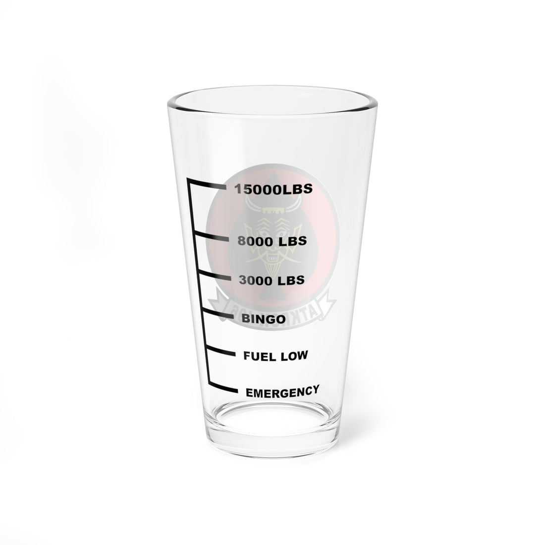 VA-196 "Milestones" Fuel Low Pint Glass, Navy Attack Squadron flying the A-6 Intruder
