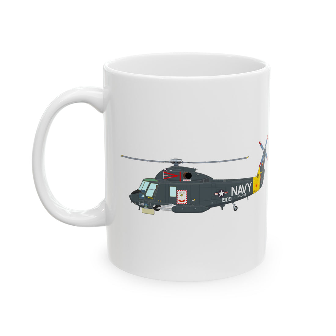 HSL-36 Lamplighters Squadron Logo and SH-2 Profile Ceramic Mug