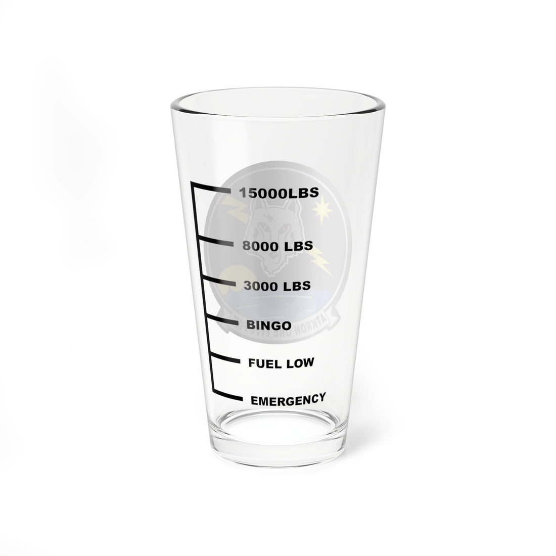 VA-155 "Silver Foxes" Fuel Low Pint Glass, Navy Attack Squadron flying the A-6 Intruder