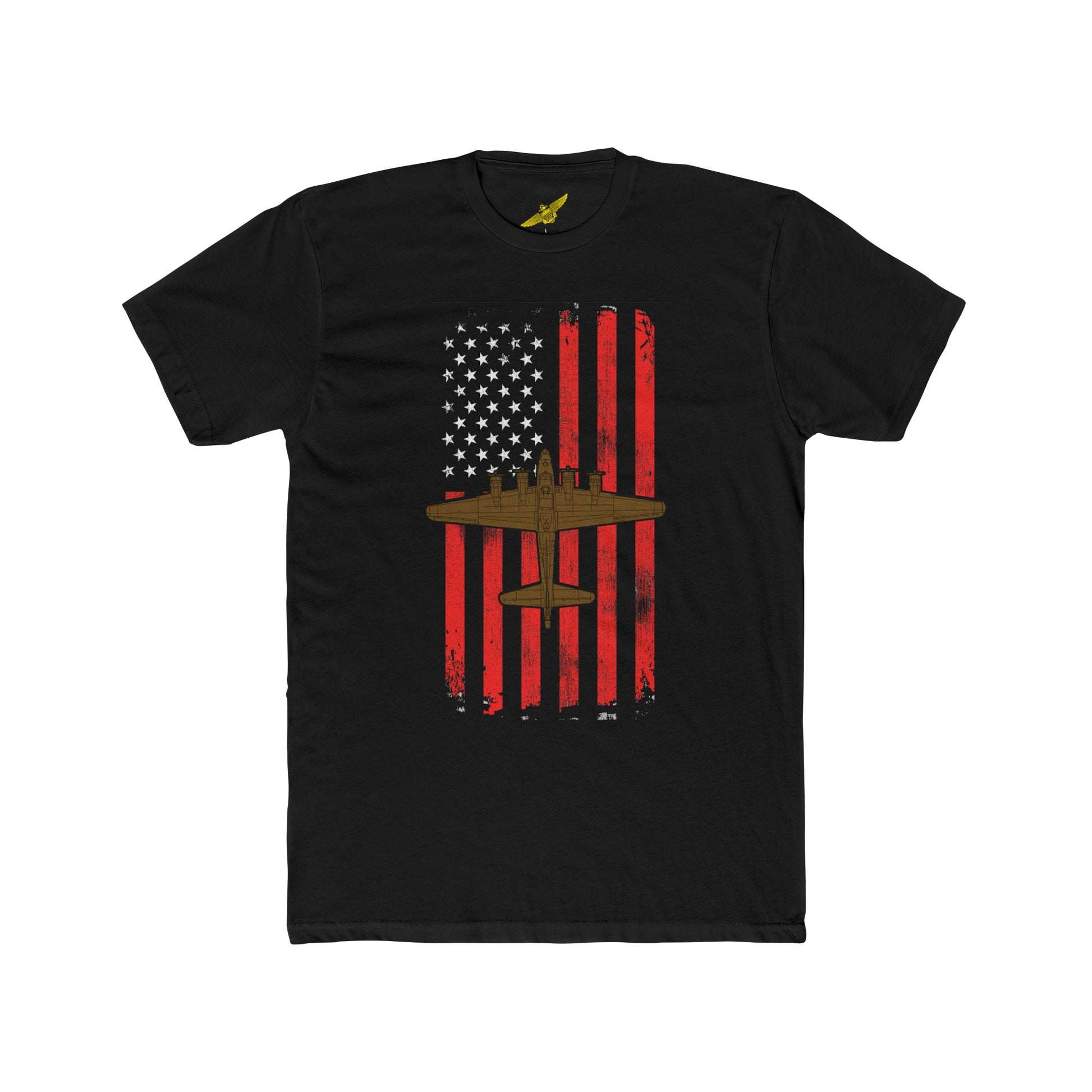 B-17 Flying Fortress Patriotic Flag Men's Cotton Crew Tee