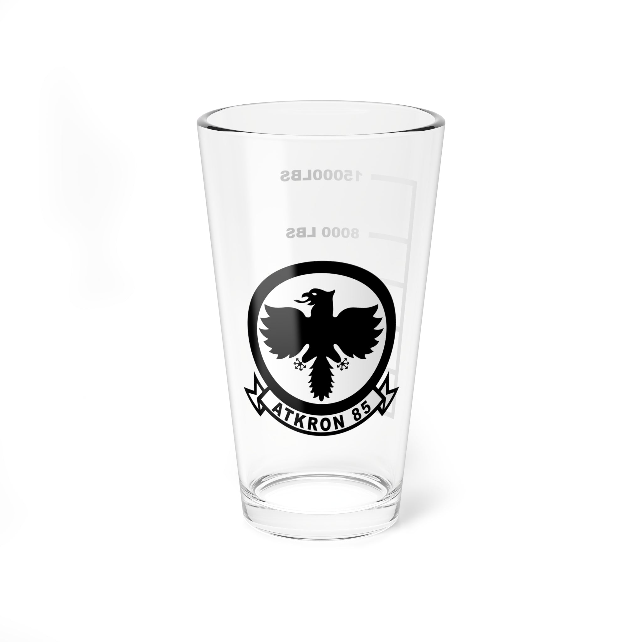 VA-85 "Black Falcons" Fuel Low Pint Glass,  US Navy Attack Squadron Flying the A-6 Intruder - Ship at Hippy's Goodness