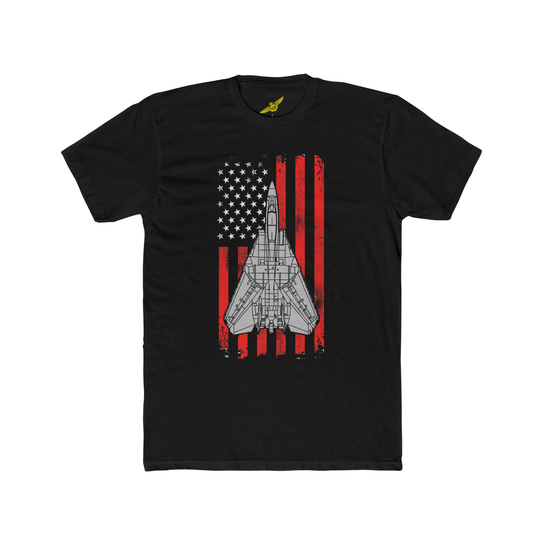 Hippy's Goodness F-14 Tomcat Patriotic Flag Men's Cotton Crew Tee