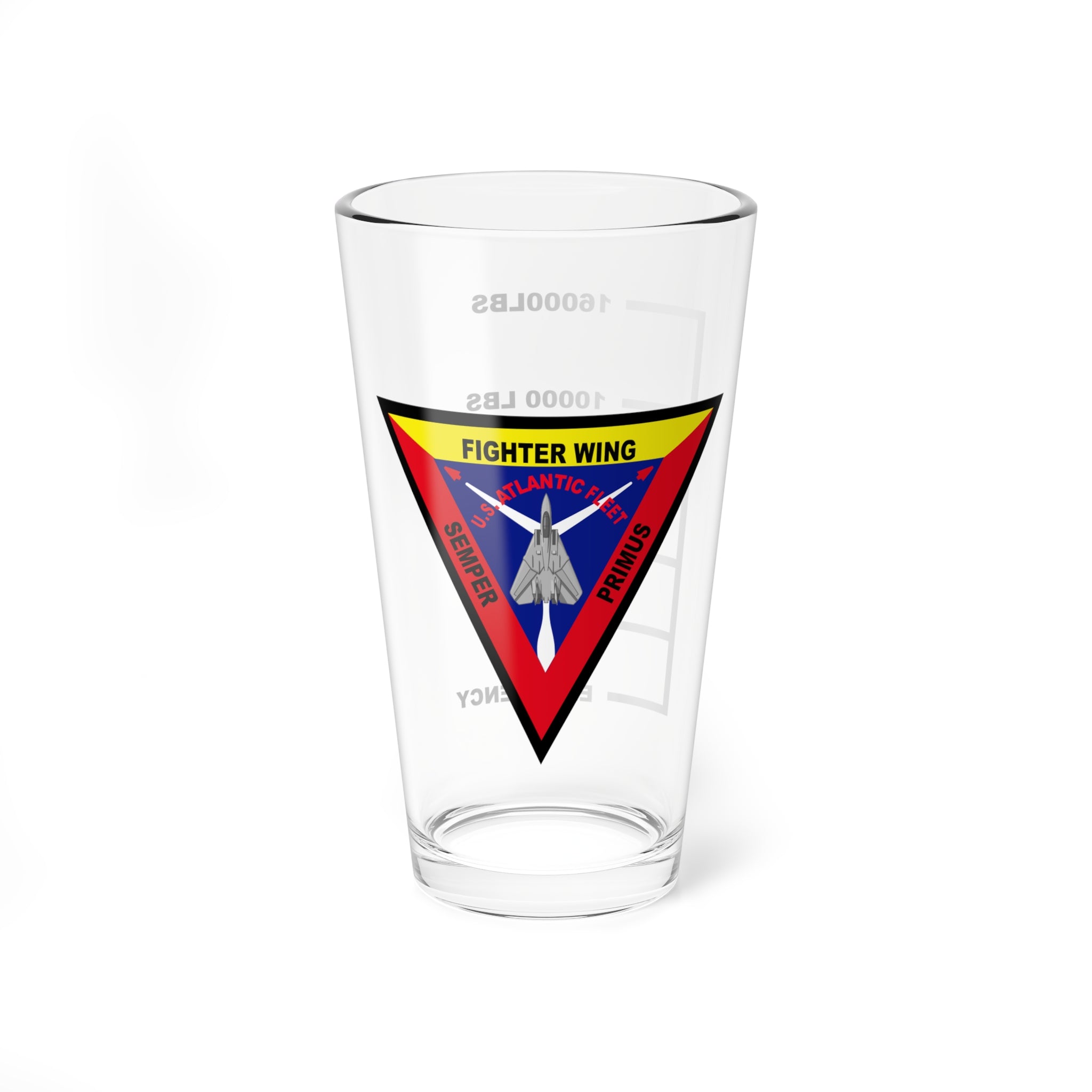 Fighter Wing Atlantic Fuel Low Pint Glass, Navy Carrier Fighter Wing flying the F-14 Tomcat