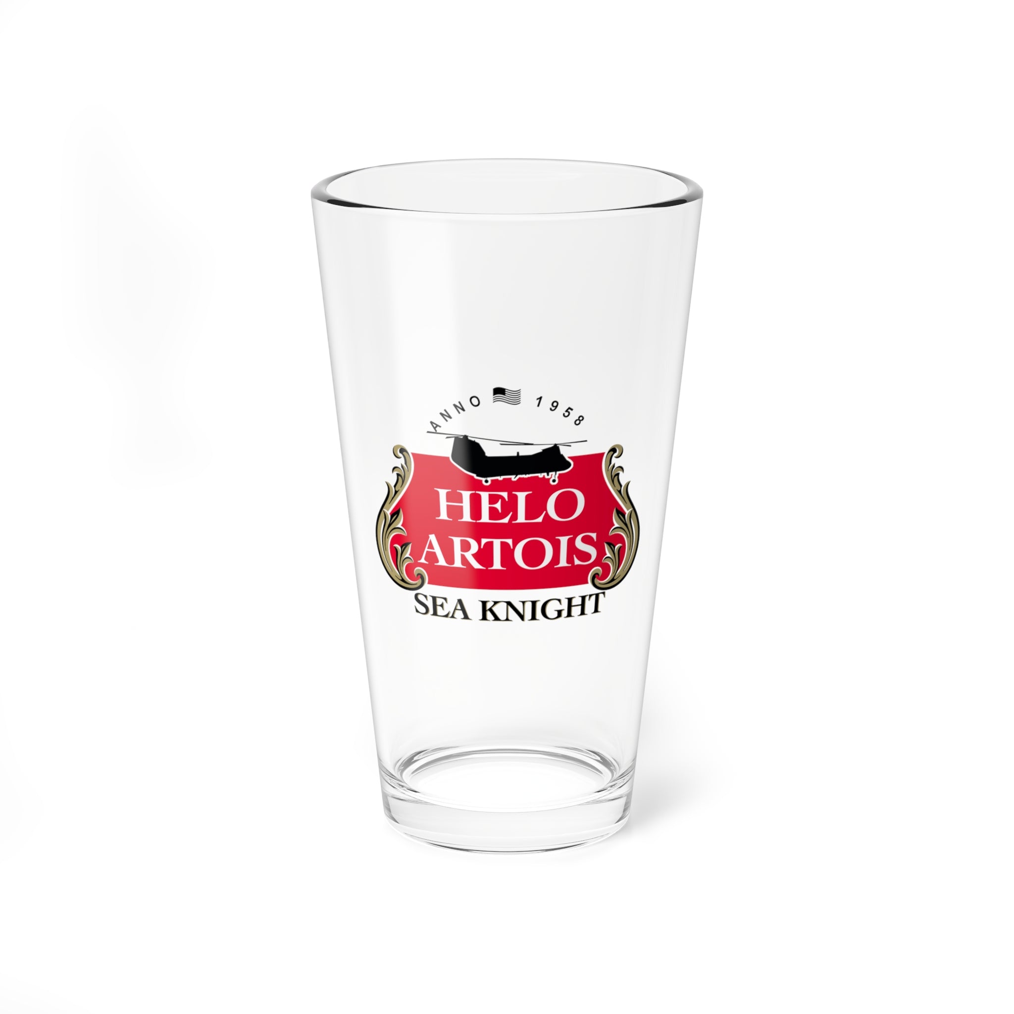 CH-46 Helo Artois Pint Glass, Navy Fleet Support Helicopter with Style - Shop at Hippy's Goodness