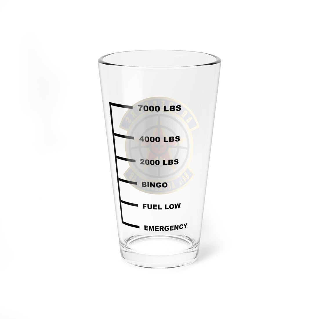 Hippy's Goodness 64th Aggressor Squadron Fuel Low Pint Glass