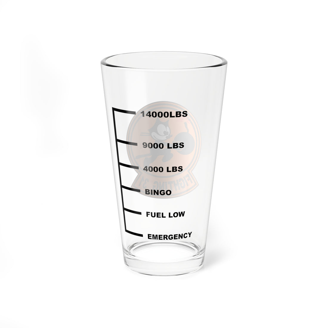 VFA-31 Tomcatters Fuel Low Pint Glass, Navy Fighter Squadron flying the F-18 Super Hornet - Shop at Hippy's Goodness