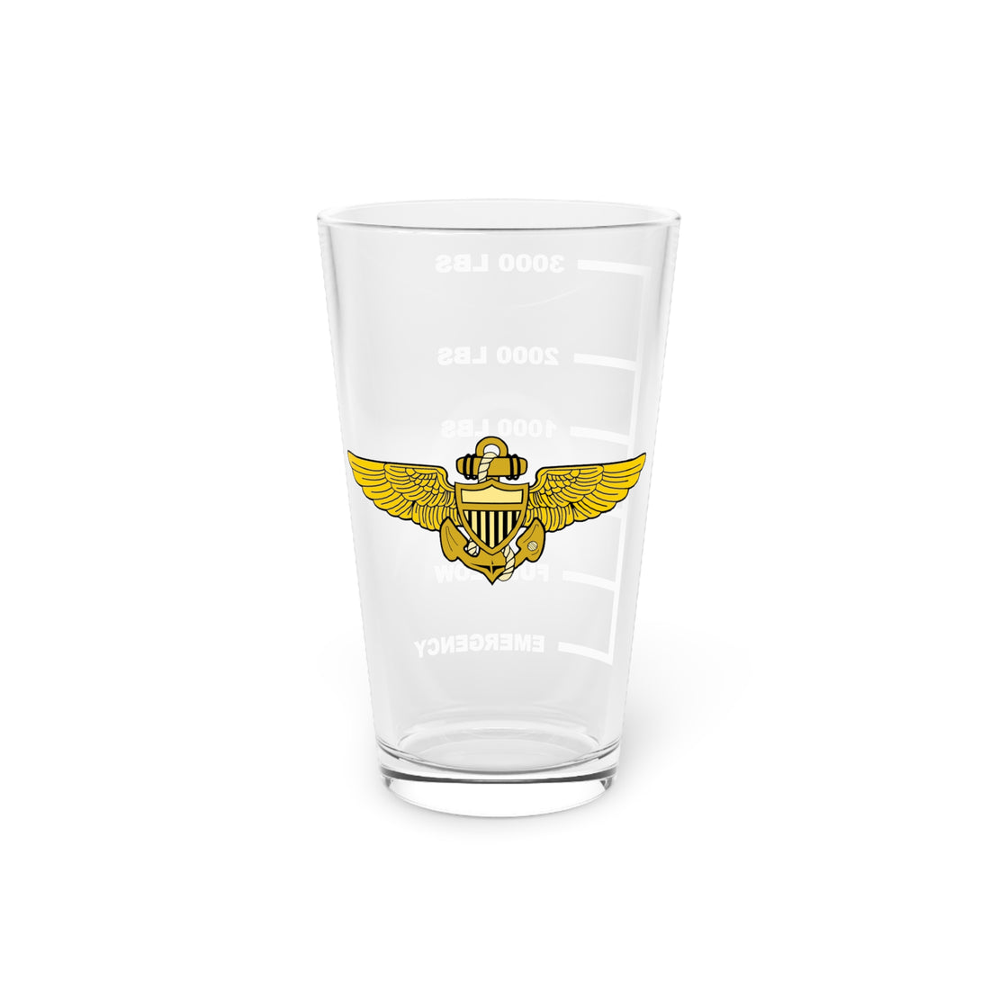 Naval Aviator Wings Fuel Low Pint Glass 16oz