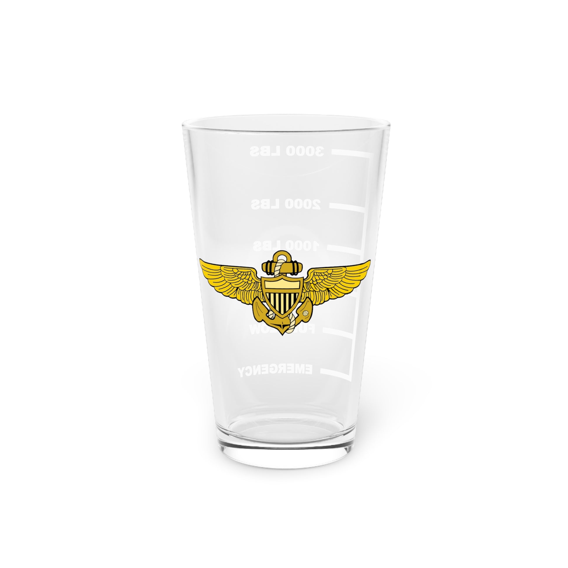 Naval Aviator Wings Fuel Low Pint Glass 16oz