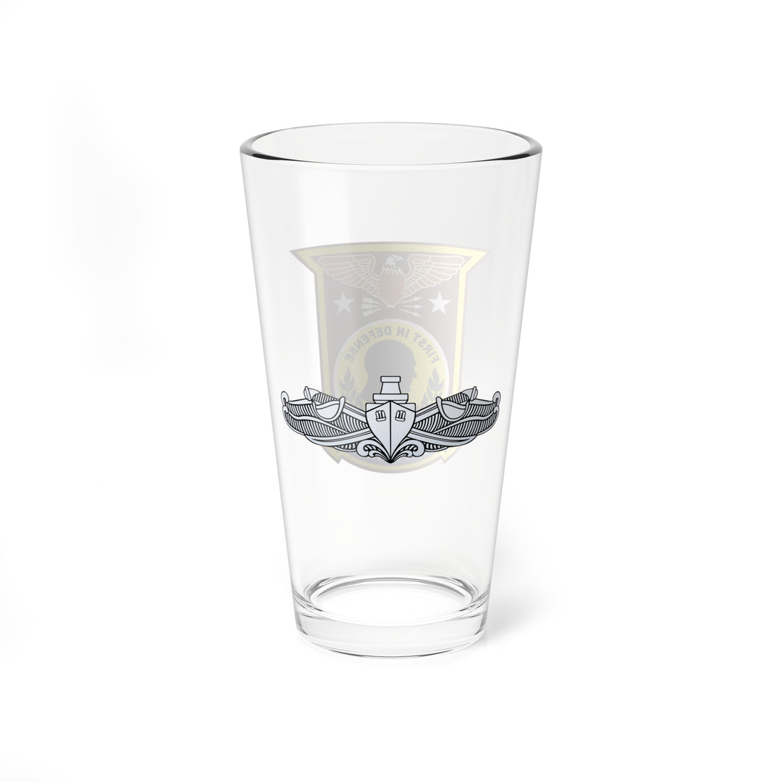 USS Forrestal Pint Glass with the Enlisted Surface Warfare Specialist