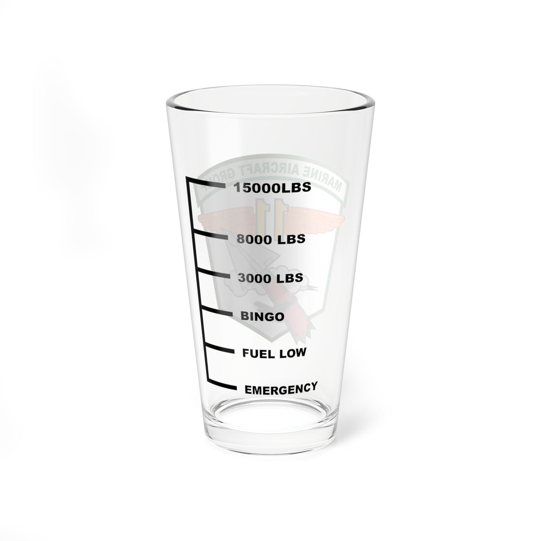 MAG 11 Fuel Low Pint Glass, Marine Aircraft Group 11 flying the EA-6B Prowler