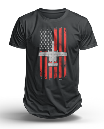 A-10 Thunderbolt II Warthog Patriotic Flag Tee - US Air Force Ground Attack Aircraft