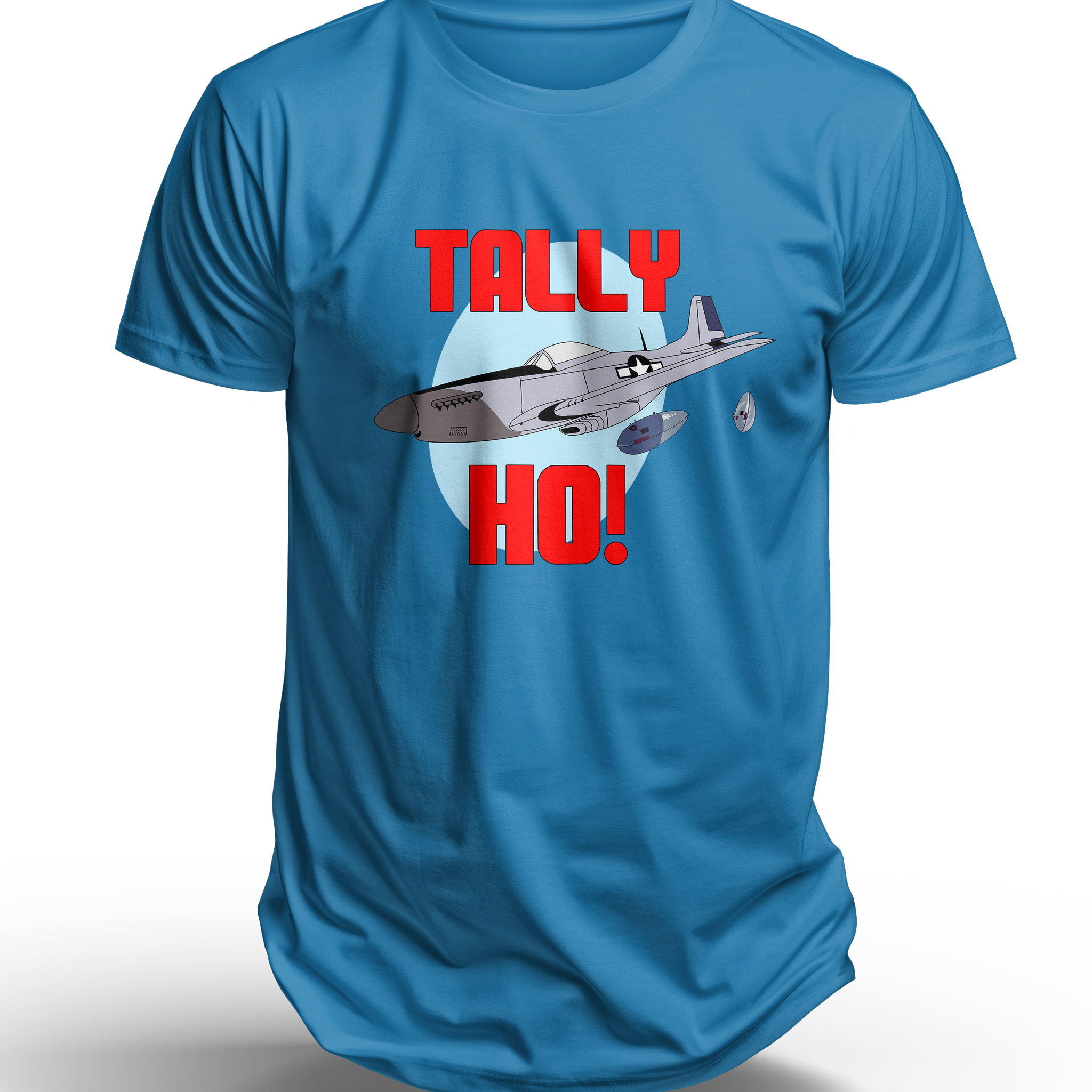 P-51 Tally Ho! Cotton Crew Tee, USAAF Fighter Calling Fight's On - Shop at Hippy's Goodness