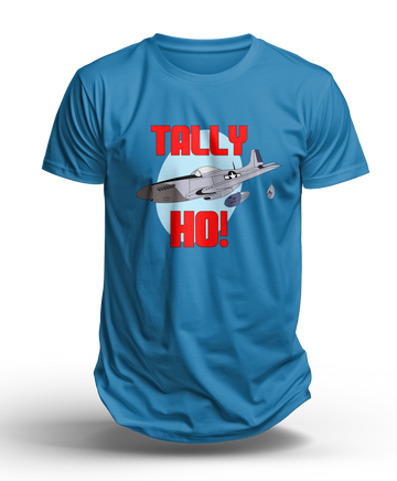 P-51 Tally Ho! Cotton Crew Tee, USAAF Fighter Calling Fight's On - Shop at Hippy's Goodness